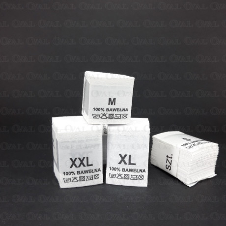Wszywki rozmiar z przepisem prania S-XXL  100% BAWEŁNA   3777