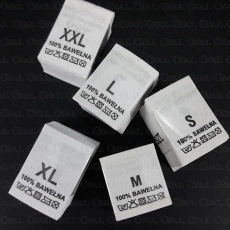 Wszywki rozmiar z przepisem prania S-XXL  100% BAWEŁNA   3777