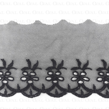 Koronka haft na tiulu 90mm/14 y  czerń   3798