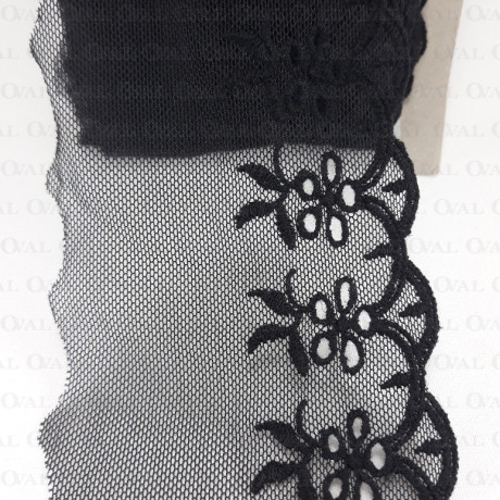 Koronka haft na tiulu 90mm/14 y  czerń   3798