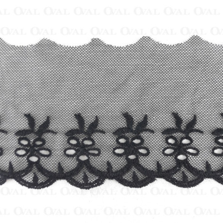 Koronka haft na tiulu 90mm/14 y  czerń   3798