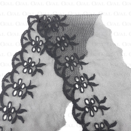 Koronka haft na tiulu 90mm/14 y  czerń   3798