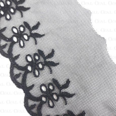 Koronka haft na tiulu 90mm/14 y  czerń   3798