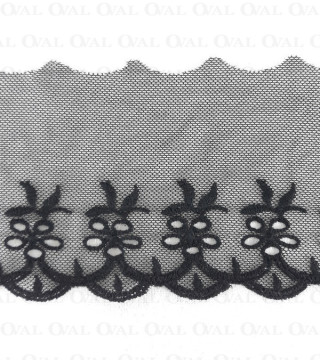 Koronka haft na tiulu 90mm/14 y  czerń   3798
