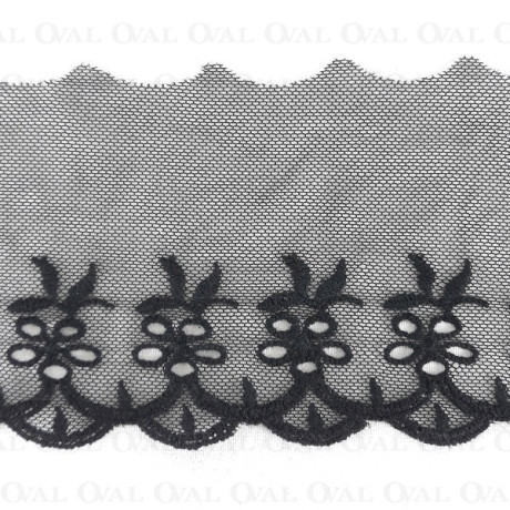 Koronka haft na tiulu 90mm/14 y  czerń   3798