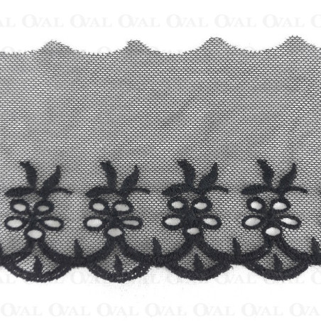Koronka haft na tiulu 90mm/14 y  czerń   3798
