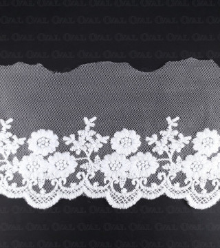 Koronka haft na tiulu 90mm/15 y  biel   3800