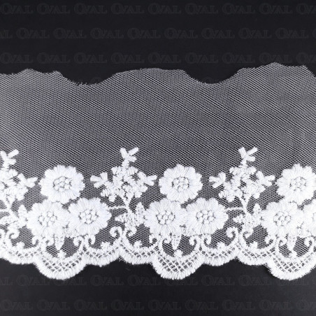 Lace embroidery on tulle 90mm/15y white 3800