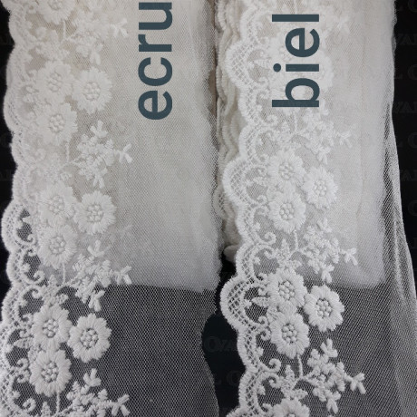 Lace embroidery on tulle 90mm/15y white 3800