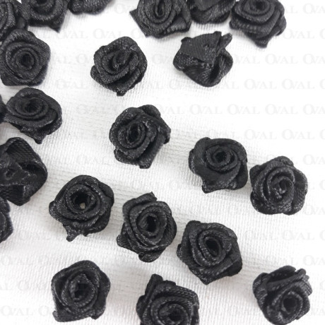 Różyczka Atłasowa 10mm/10 lub 50szt czarne  nr: 3814