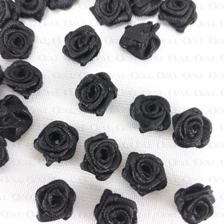 Różyczka Atłasowa 10mm/10 lub 50szt czarne  nr: 3814