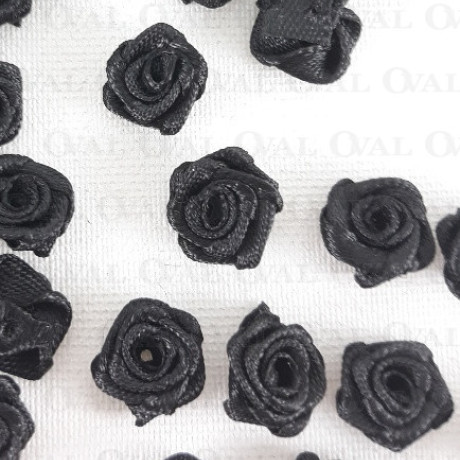 Różyczka Atłasowa 10mm/10 lub 50szt czarne  nr: 3814