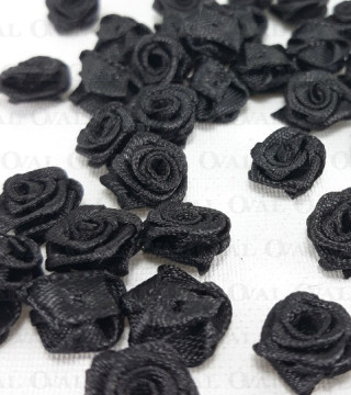 Różyczka Atłasowa 10mm/10 lub 50szt czarne  nr: 3814