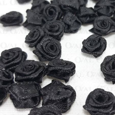 Różyczka Atłasowa 10mm/10 lub 50szt czarne  nr: 3814