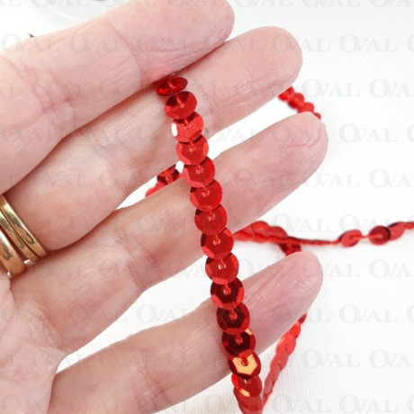 Sequins on tape 10 yards red 3833