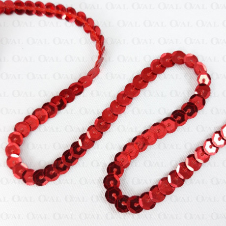 Sequins on tape 10 yards red 3833