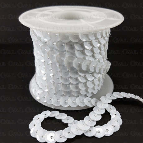 Sequins on tape 10 yards white 208