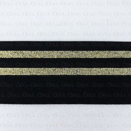 Decorative black and gold elastic 50mm/25m 3905