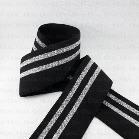 Guma ozdobna czarno -srebrna 50mm/1m 3013