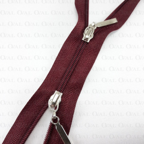 Zip *3 separating top/bottom 50cm, 55cm /50pcs burgundy 4000