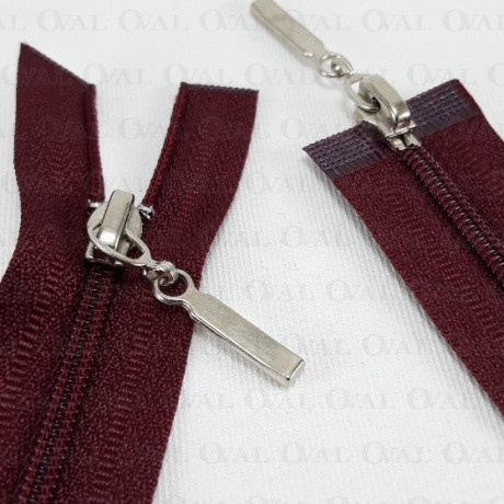 Zip *3 separating top/bottom 50cm, 55cm /50pcs burgundy 4000