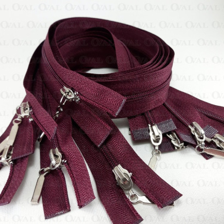 Zip *3 separating top/bottom 50cm, 55cm /50pcs burgundy 4000
