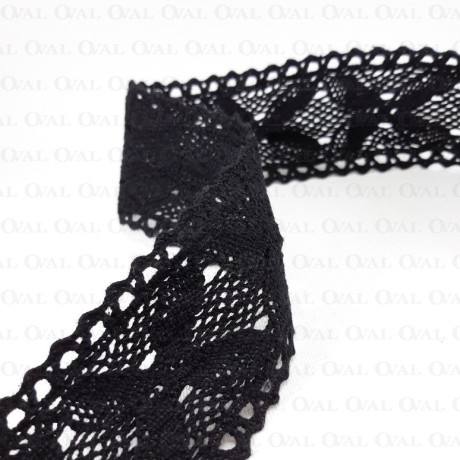 Cotton lace 42mm /1 or 25y black 3808