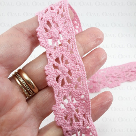 Cotton lace 25 mm/1 or 25 yards pink 3803