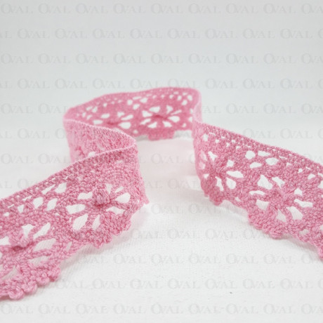 Cotton lace 25 mm/1 or 25 yards pink 3803