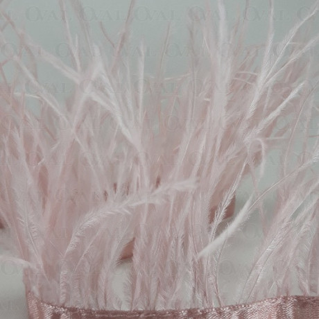Feathers on ribbon dusty pink 11cm/1 yard 3179