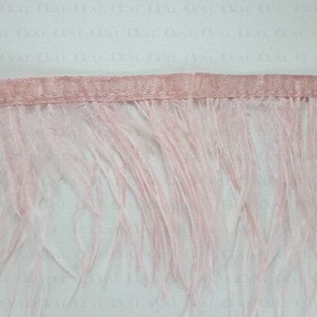 Feathers on ribbon dusty pink 11cm/1 yard 3179