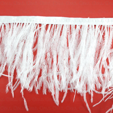 Feathers on ribbon white 11cm /10y 4088
