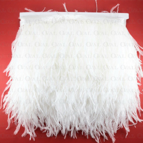 Feathers on ribbon white 11cm /10y 4088