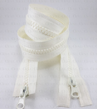 Ecru double-slider zips 60, 65, 70 cm 4140