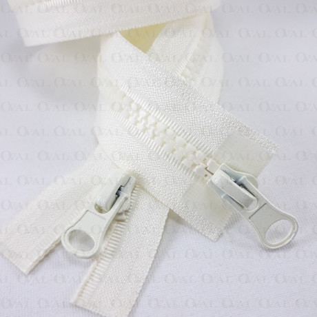Ecru double-slider zips 60, 65, 70 cm 4140
