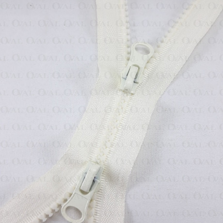 Ecru double-slider zips 60, 65, 70 cm 4140