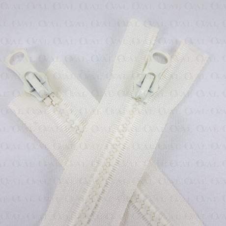 Ecru double-slider zips 60, 65, 70 cm 4140
