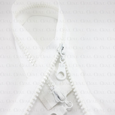 Two-slider zips white 50, 65cm 4142