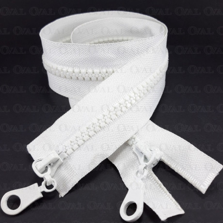 Two-slider zips white 50, 65cm 4142