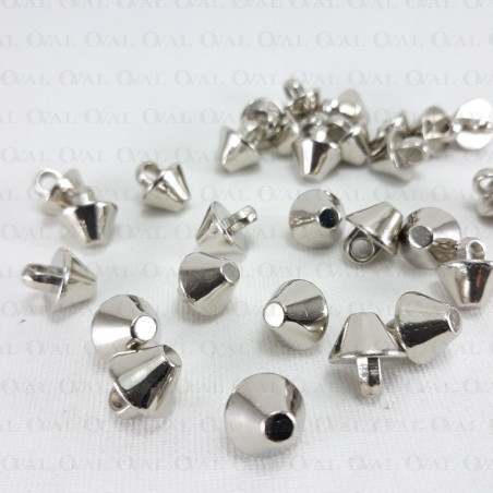 Silver cone button 10mm/10pcs 1045