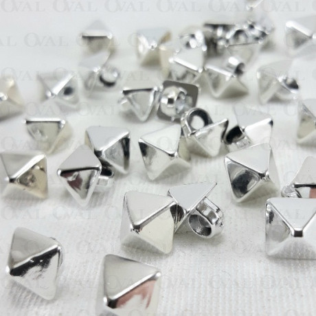Pyramid stud button 8 x 8mm / 288 or 1000 pcs silver 4157