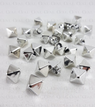 Pyramid stud button 8 x 8mm / 288 or 1000 pcs silver 4157