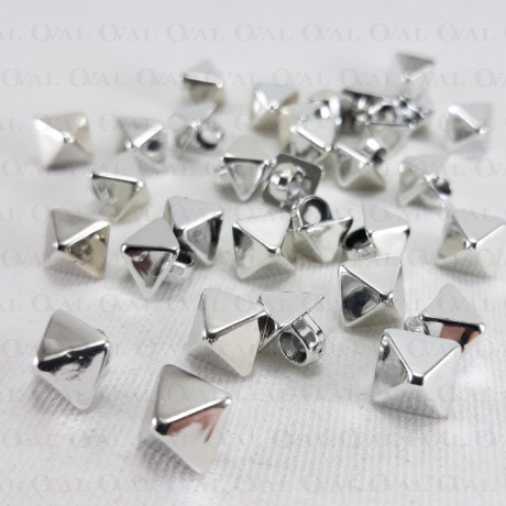 Pyramid stud button 8 x 8mm / 288 or 1000 pcs silver 4157