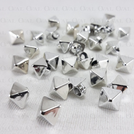 Pyramid stud button 8 x 8mm / 288 or 1000 pcs silver 4157