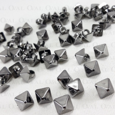 Pyramid button 8 x 8mm / 100pcs dark nickel 4158