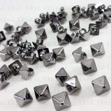 Pyramid button 8 x 8mm / 100pcs dark nickel 4158