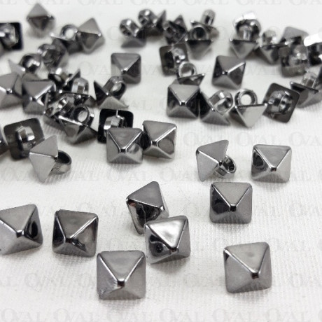 Pyramid button 8 x 8mm / 100pcs dark nickel 4158