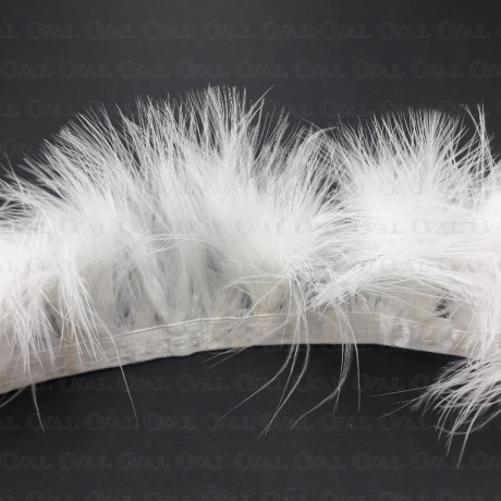 Feathers on ribbon 8cm/1y white 4162