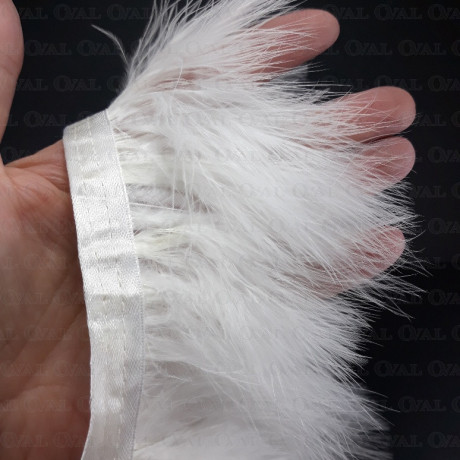 Feathers on ribbon 8cm/1y white 4162