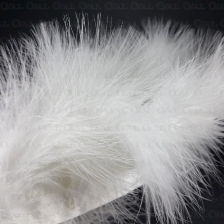 Feathers on ribbon 8cm/1y white 4162